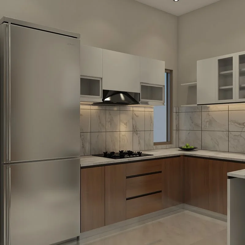 U-shape kitchen interior