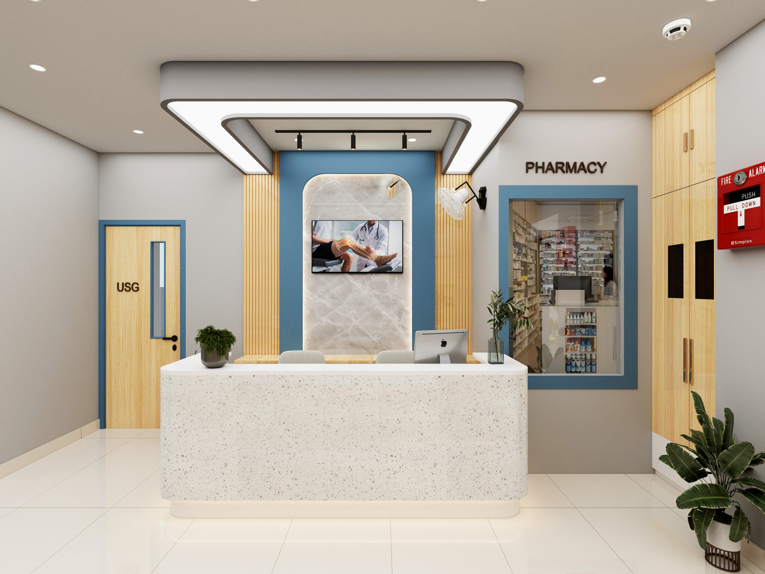 Dashwant Multispeciality Clinic interior design in Geeta Colony, Delhi, by Nail and Hammer, a multispeciality clinic interior designer