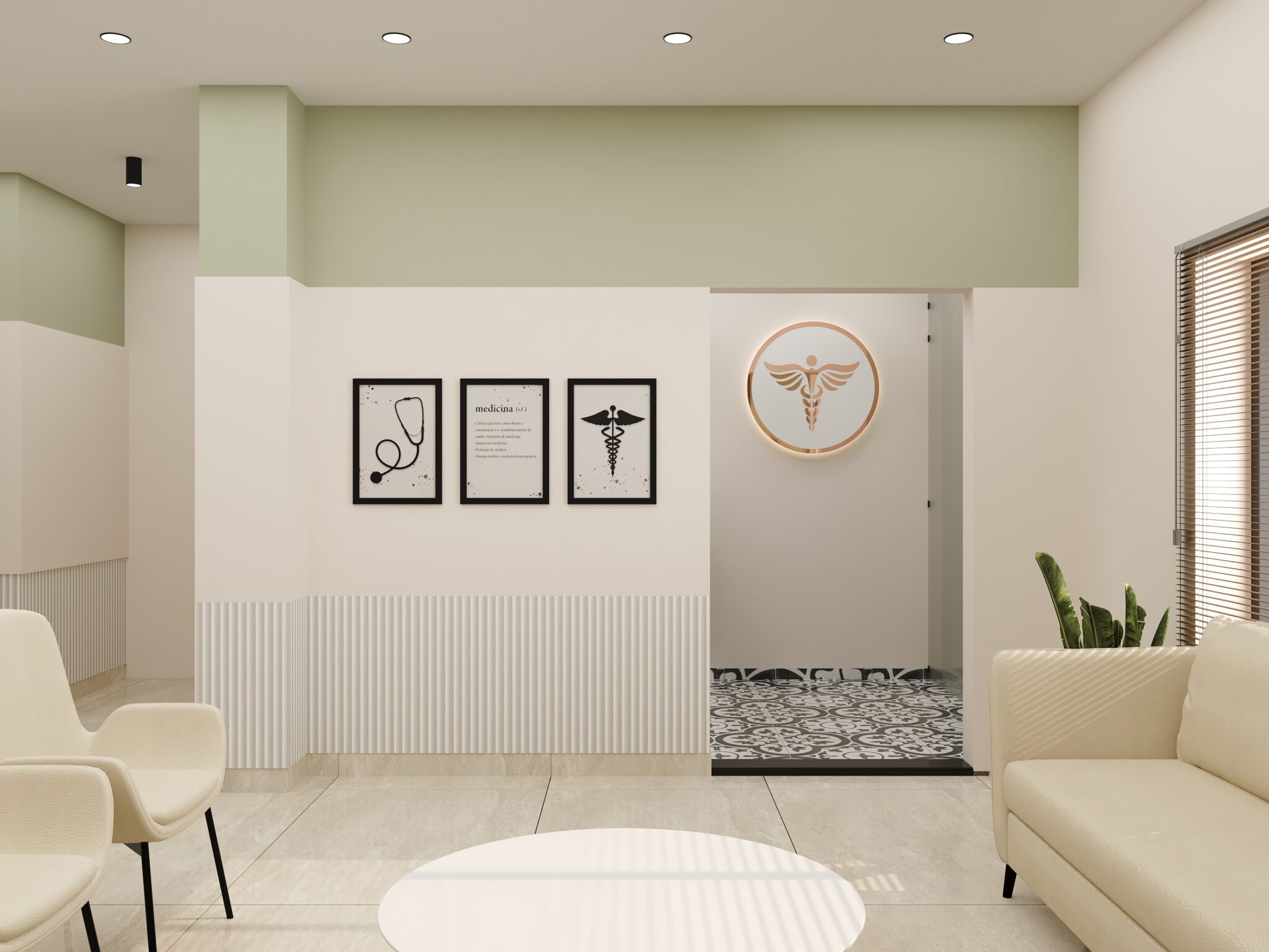 Truederm hair transplant and dermatology clinic interior detail in Jaipur, designed by Nail and Hammer