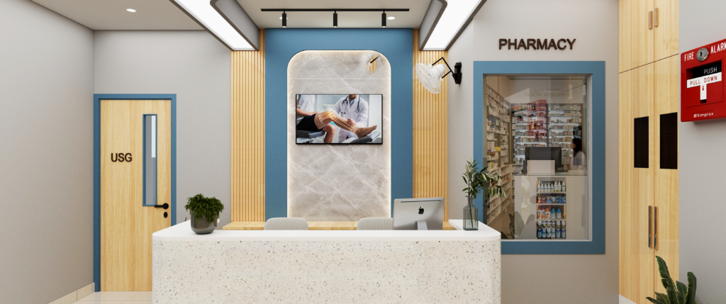 Hospital interior design firm project banner by Nail and Hammer
