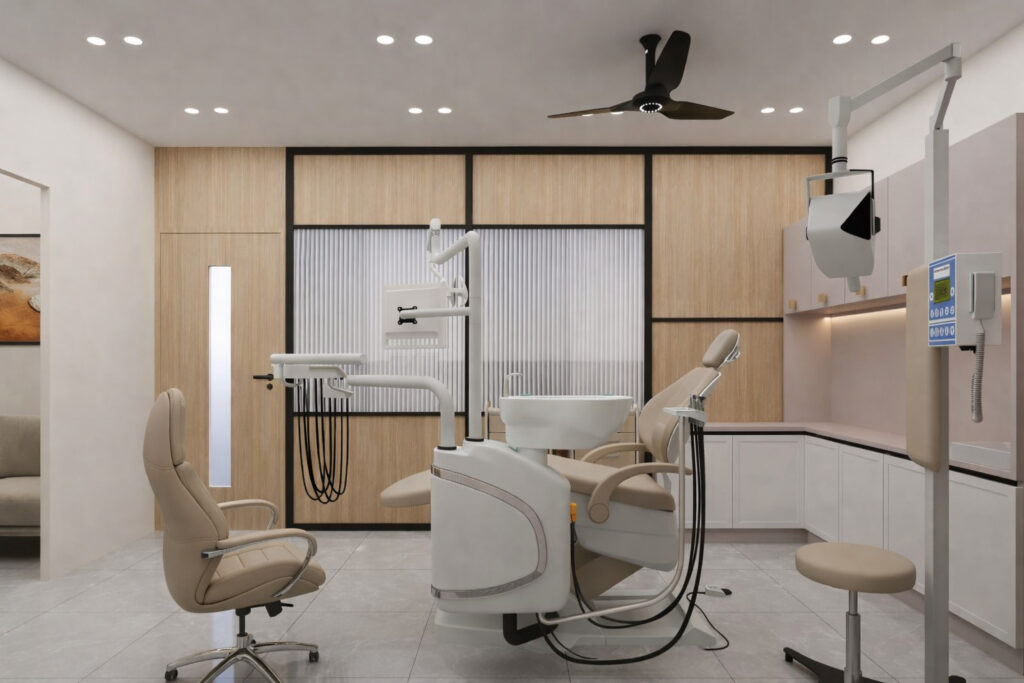 Clinic interior design trends in Gurugram — Clinic procedure room interior design reflecting the latest trends, with a modern medical  — clinic interior design trends gurugram