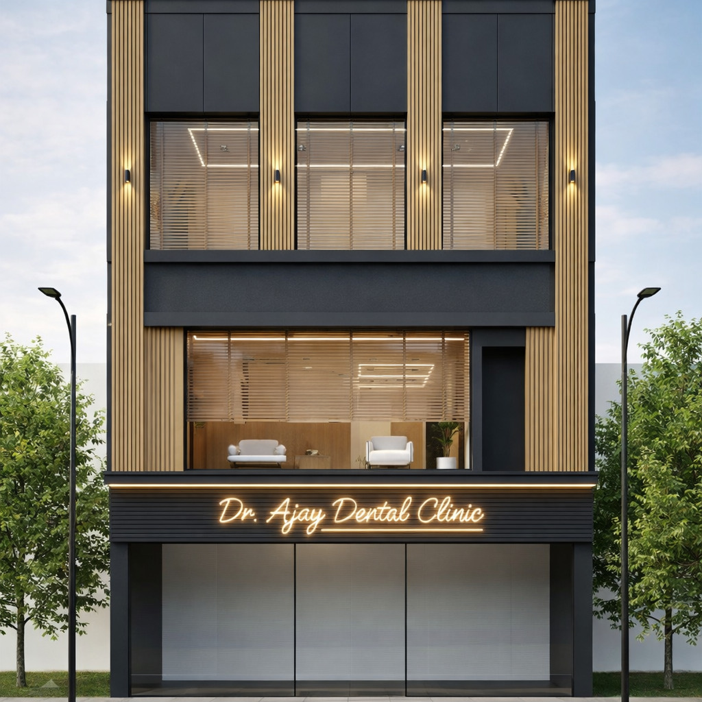 Budget-friendly clinic interior ideas in action — Ajay Dental Clinic interior design with contemporary dental fittings, by Nail and Hammer — budget clinic interior ideas
