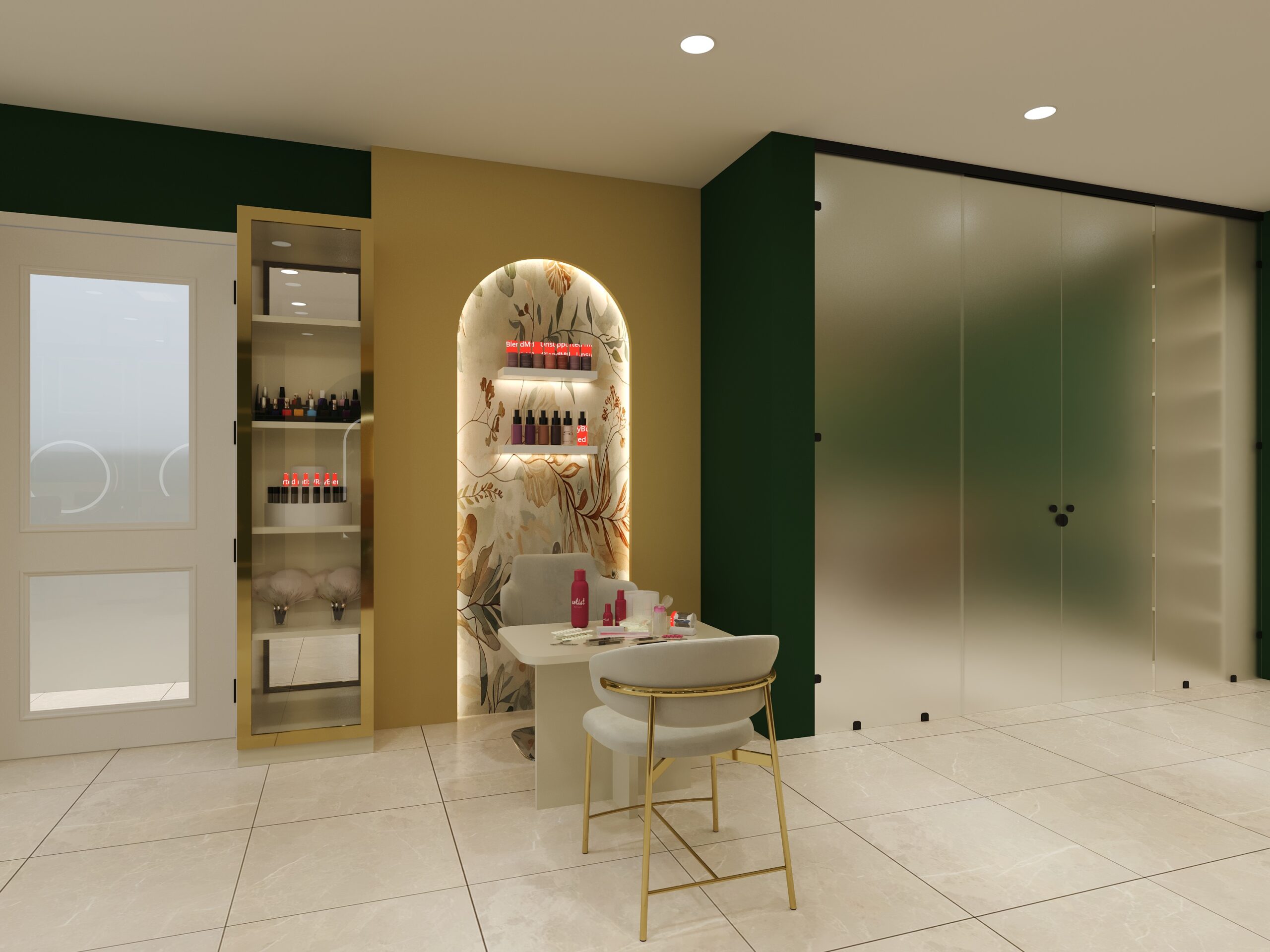 Vivosa Salon nail extension station interior design by Nail and Hammer