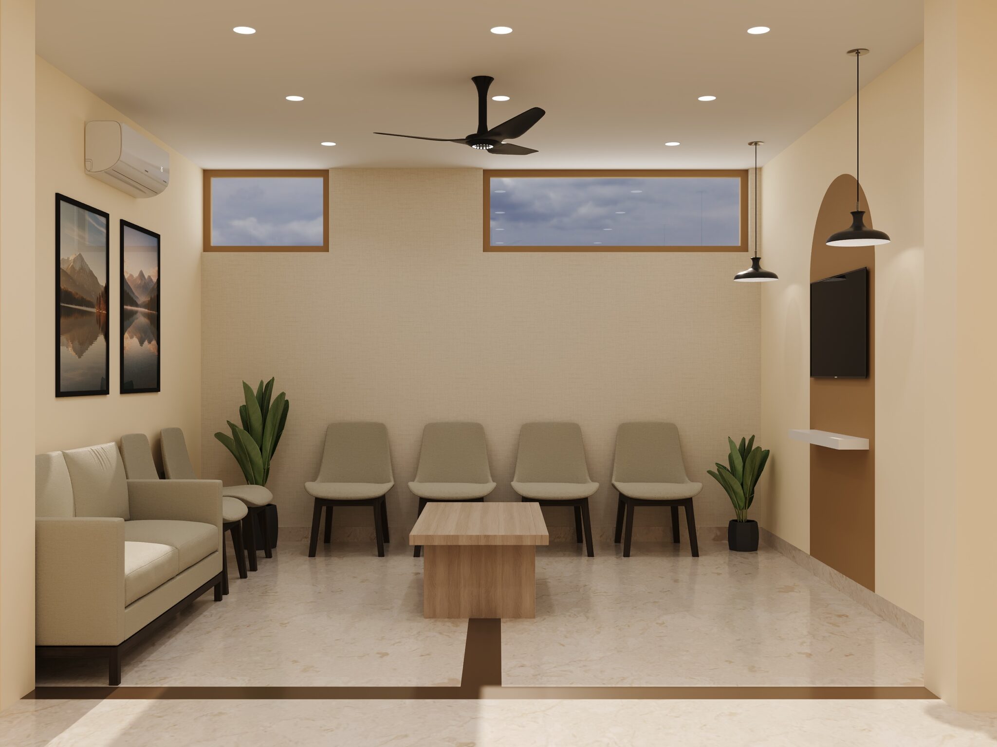 DermEra Clinic by Dr Anukriti waiting area interior design, a dermatology clinic interior project by Nail and Hammer