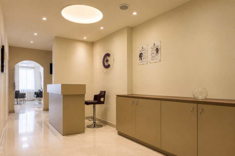 Clnz Salon reception ceiling and lighting design by Nail and Hammer