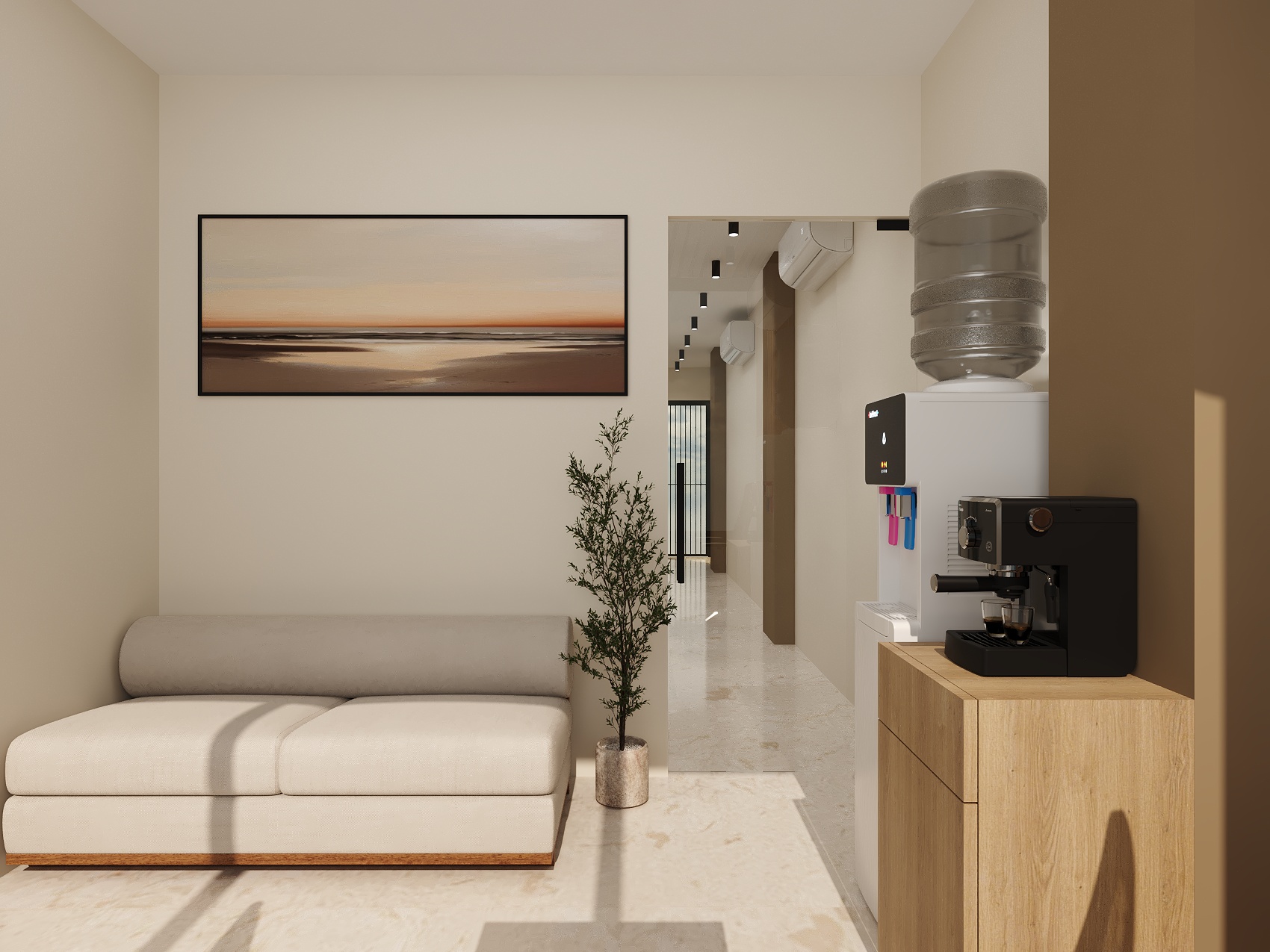 Dr. Amit Dental Clinic reception area alternate view interior design by Nail and Hammer