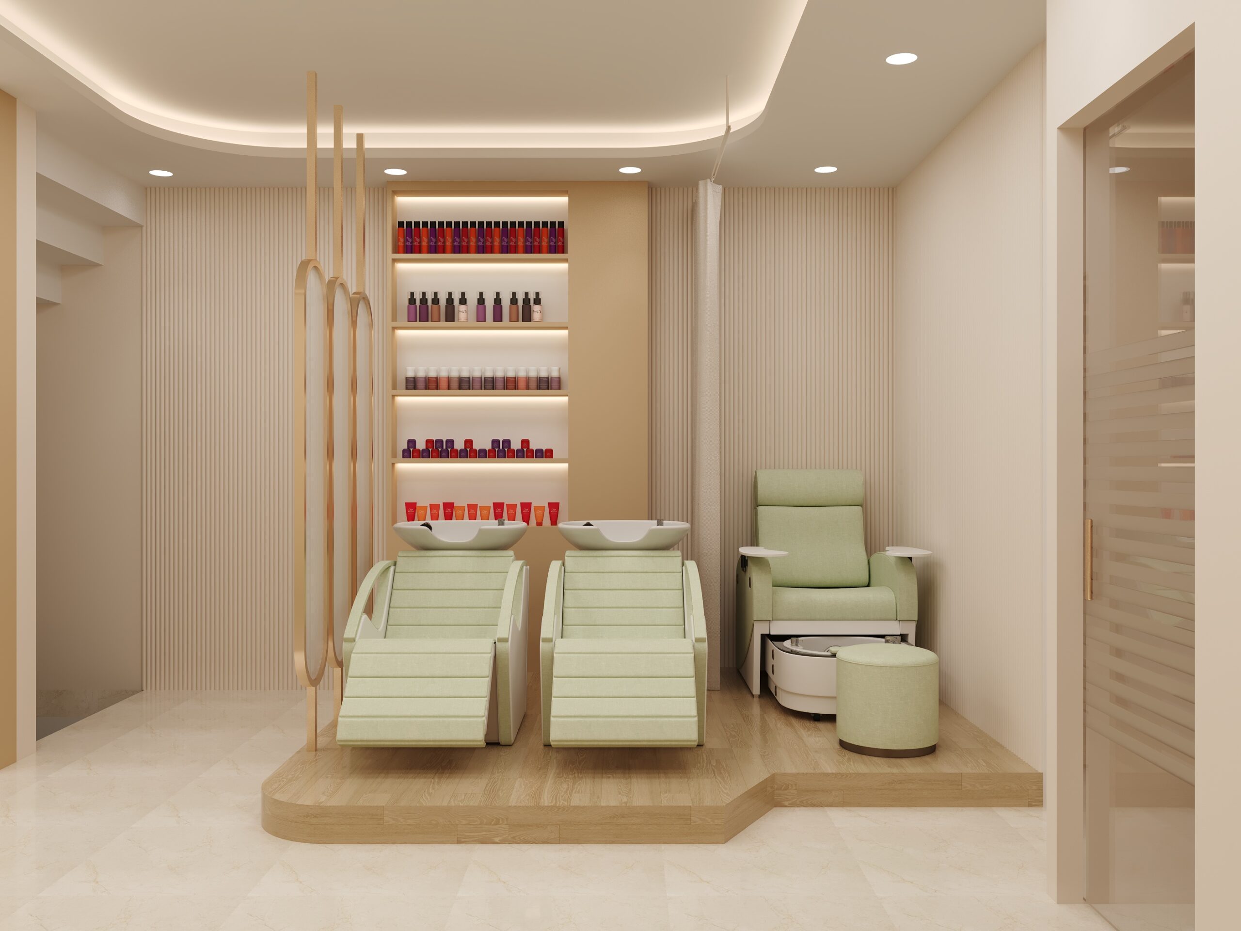 Gamelia Salon hair wash station interior design by Nail and Hammer