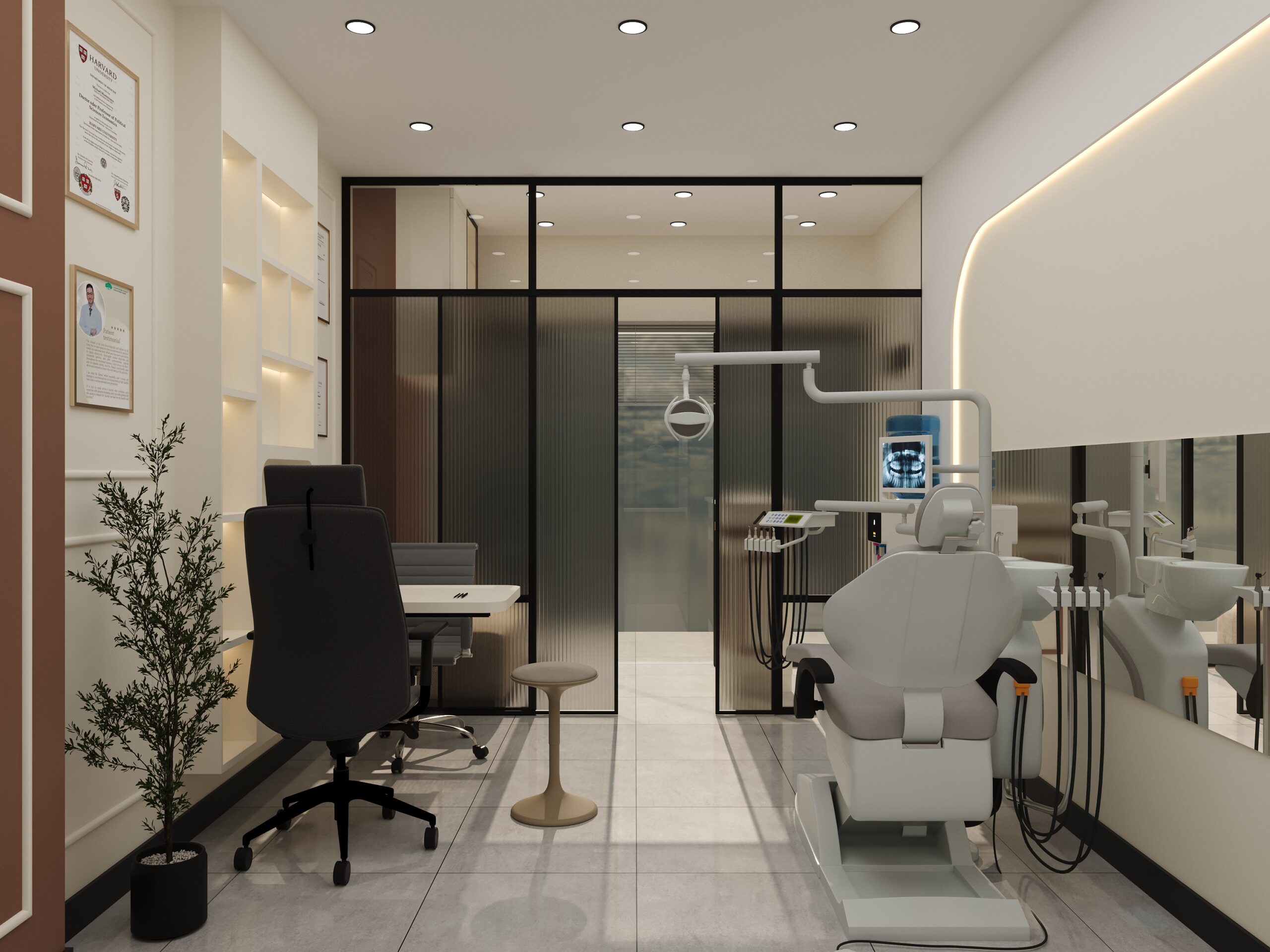 Modern Kanika Dental Clinic Interior Design by Nail and Hammer featuring a functional reception and treatment area