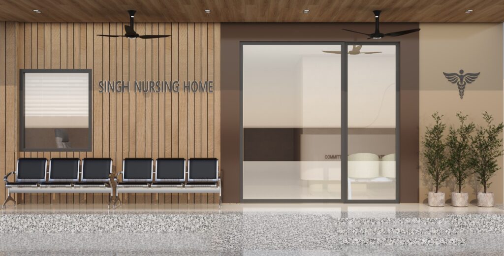 Singh Nursing Home interior design by Nail and Hammer
