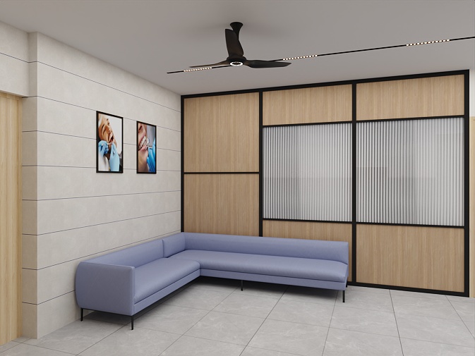Ajay Dental Clinic patient waiting area interior design by Nail and Hammer