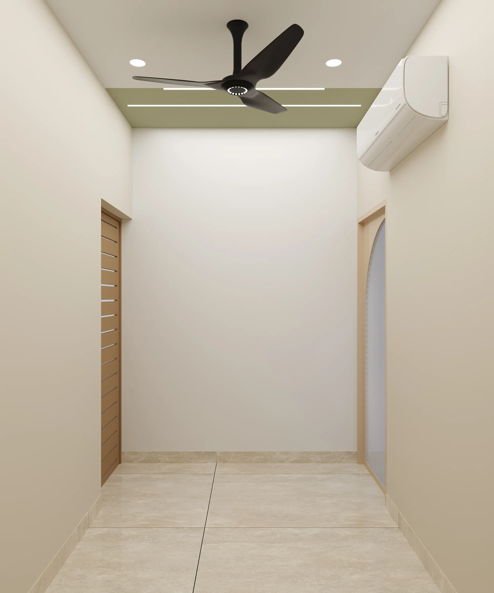 Truederm hair transplant and dermatology clinic hallway interior in Jaipur, designed by Nail and Hammer