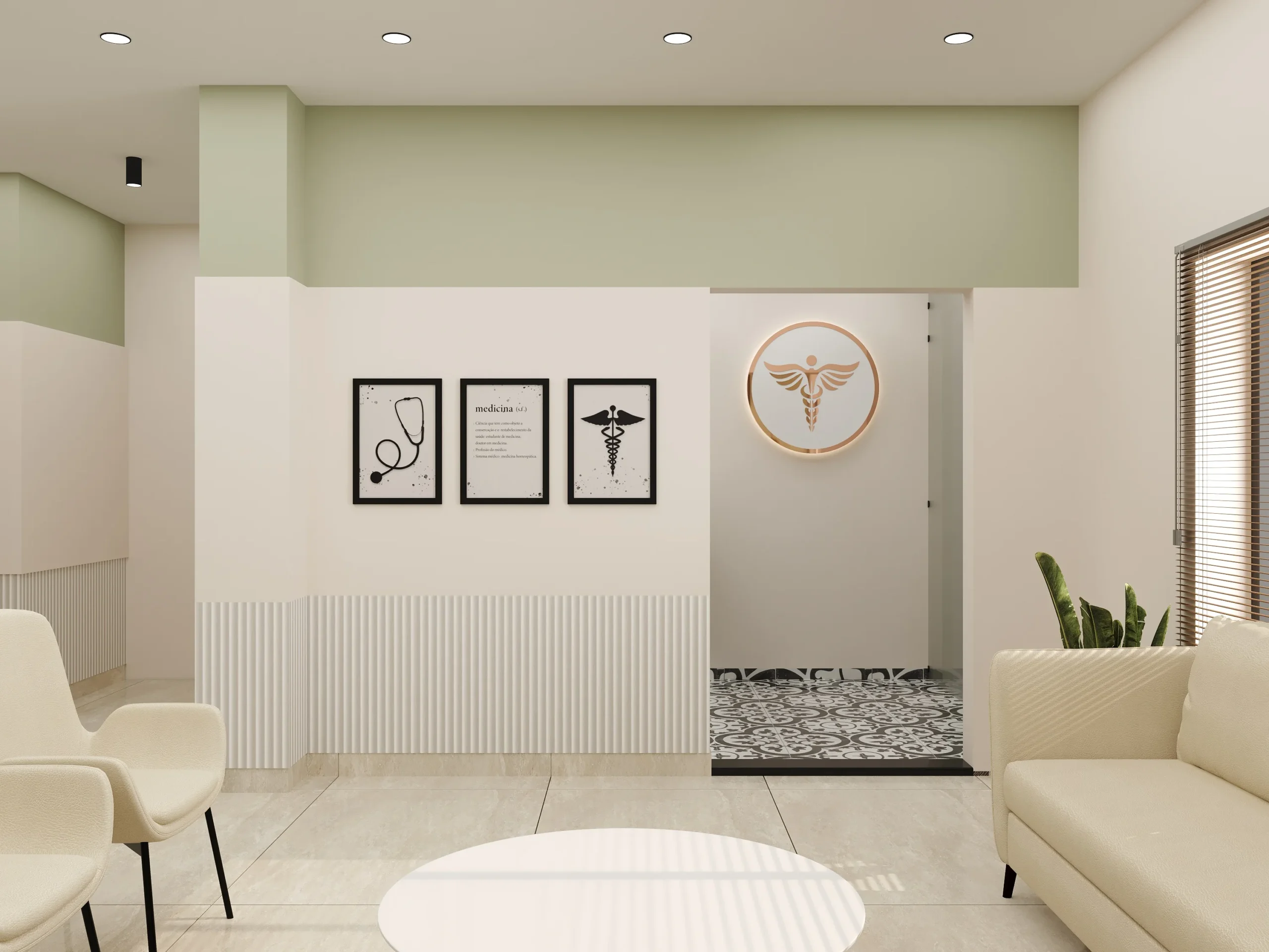 Truederm hair transplant and dermatology clinic waiting area interior in Jaipur, designed by Nail and Hammer