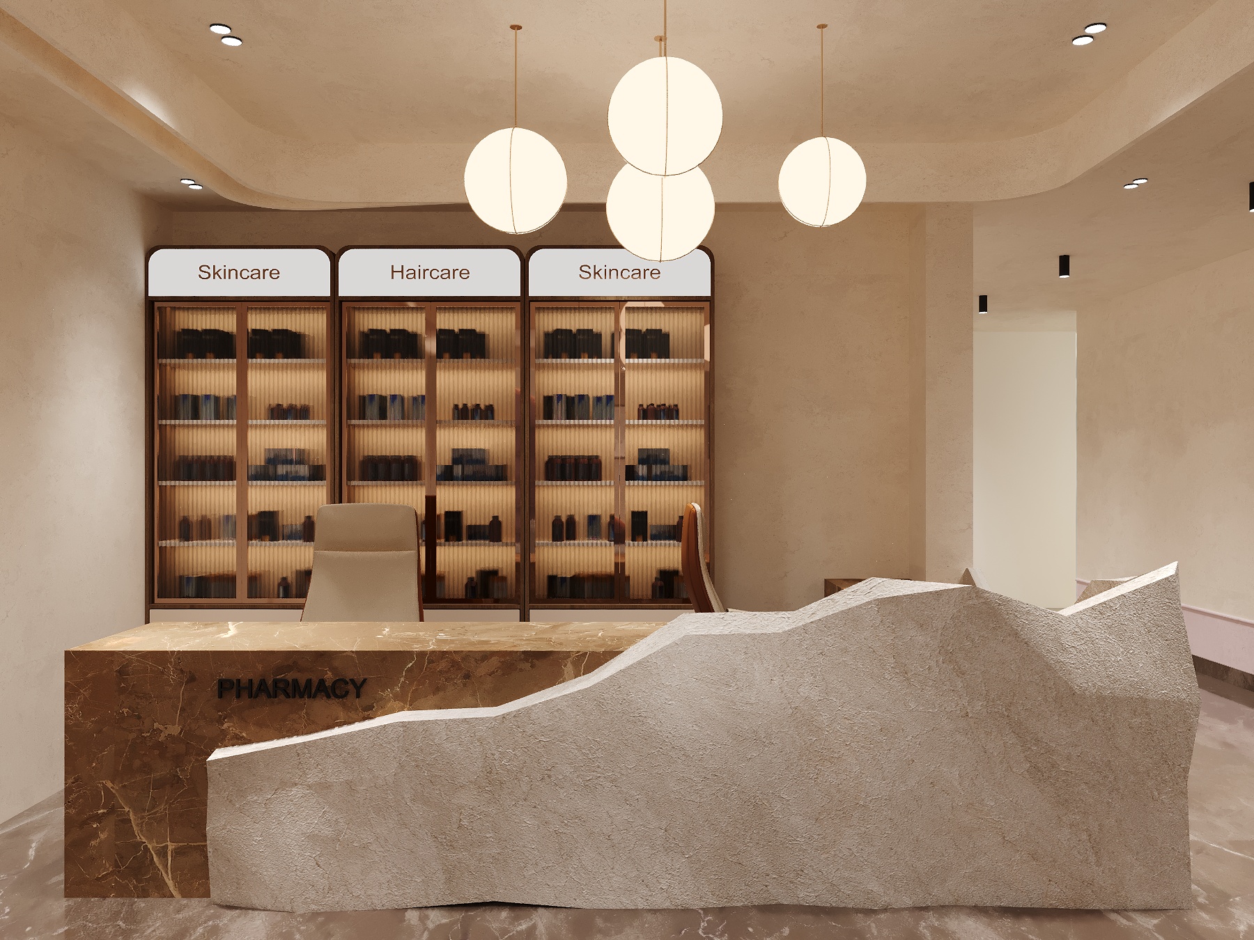 Pharmacy Reception Area Interior Design Gurgaon Clinic pharmacy and reception area interior design in Gurgaon by Nail and Hammer Pvt. Ltd.