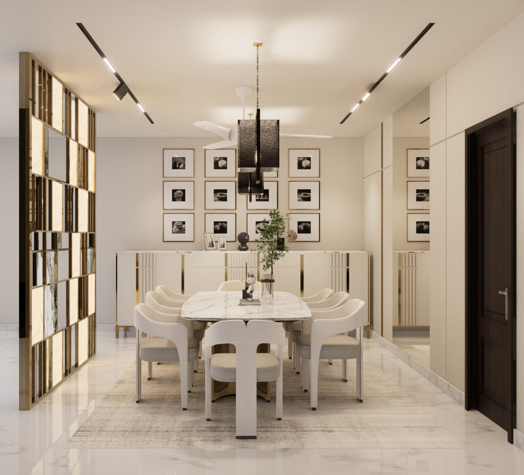 Dining room interior design for a luxury apartment by Nail and Hammer
