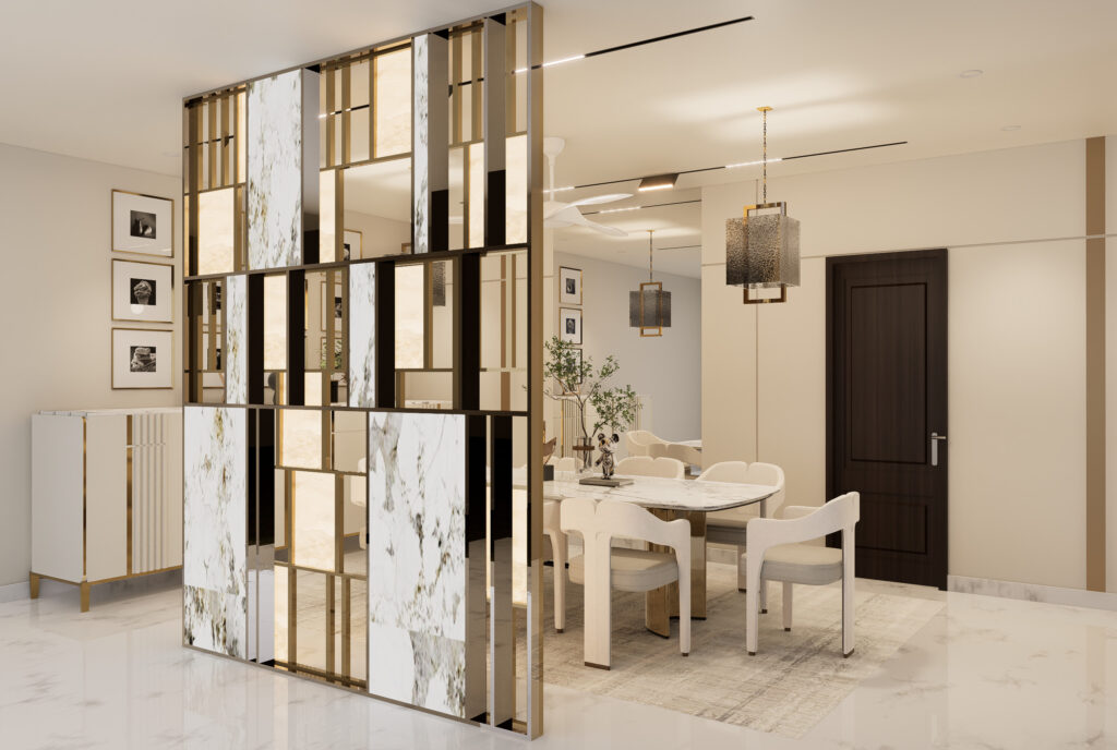 Decorative partition design in a luxury home by Nail and Hammer
